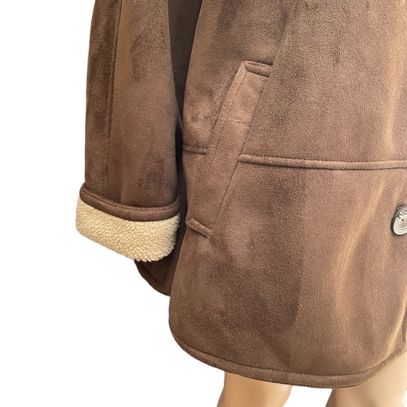 White Stag brown faux suede button down long sleeve oversized jacket size 3XL - Picture 7 of 15